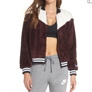 Nike Sherpa Bomber Jacket Color Block Size Small